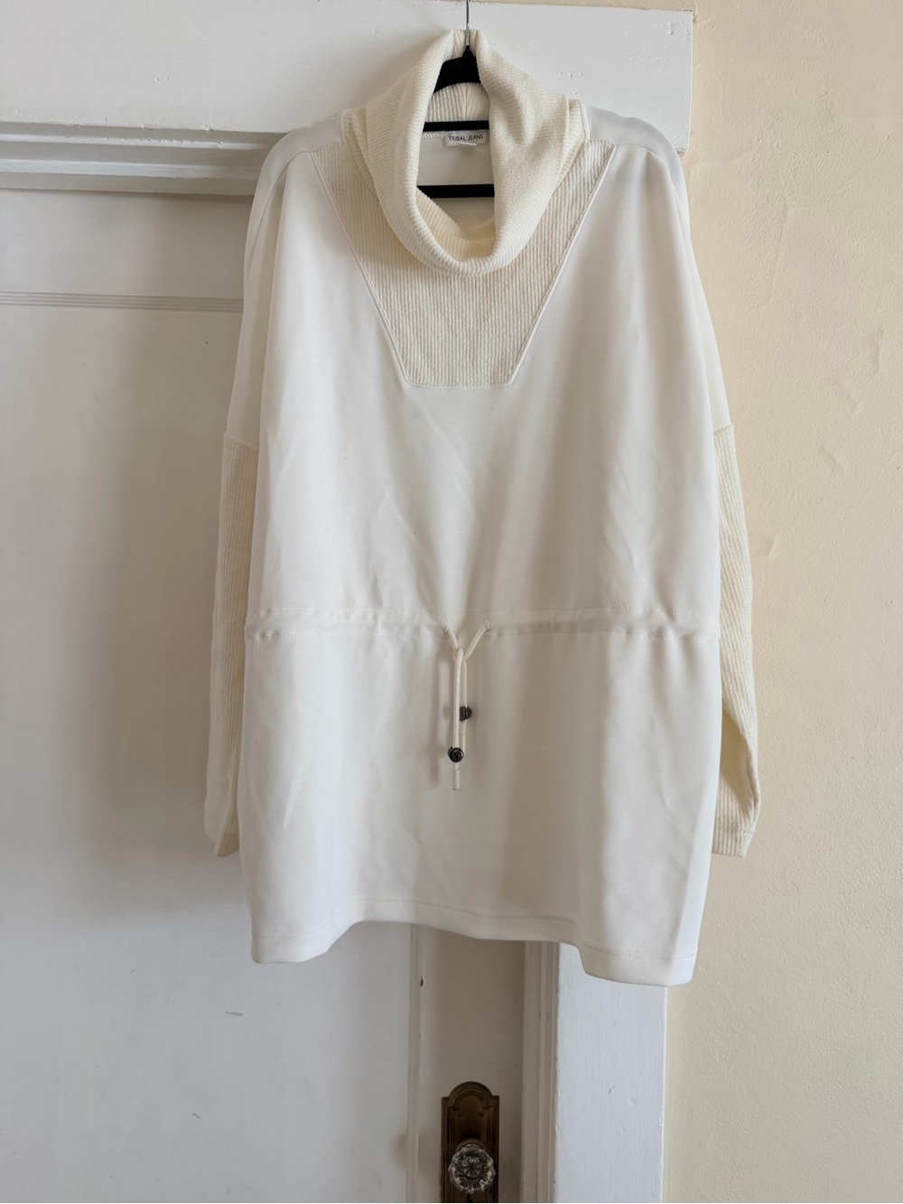 Tribal Cream Cowl Neck Tunic